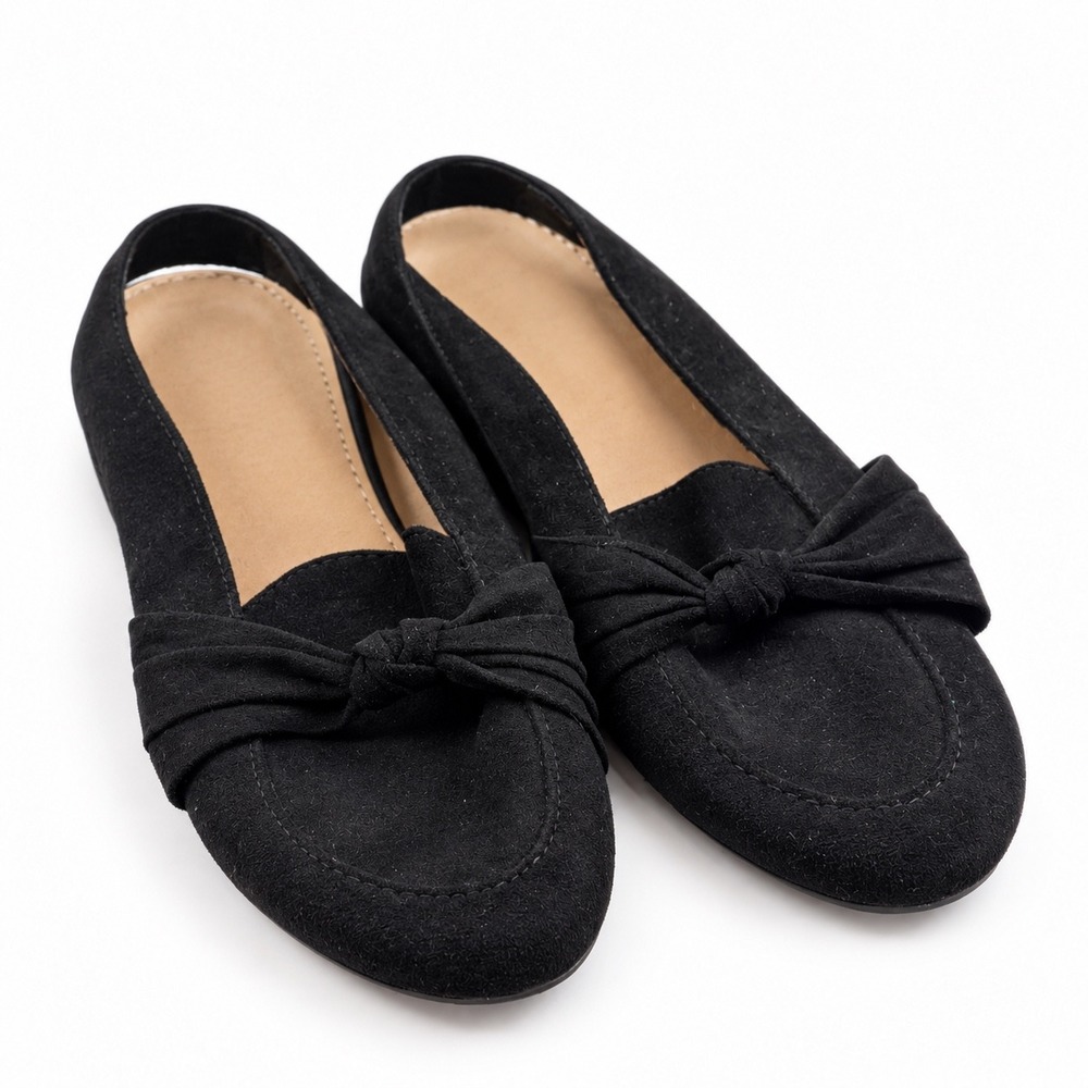 Maurices Vintage Y2K Bianca Black Faux Suede Bow Loafers Flats Women's Size 9M